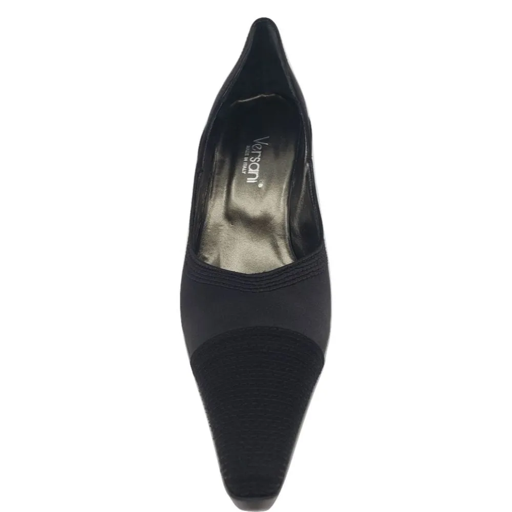 1089 Crepe Raso Black Fabric Versani Pumps