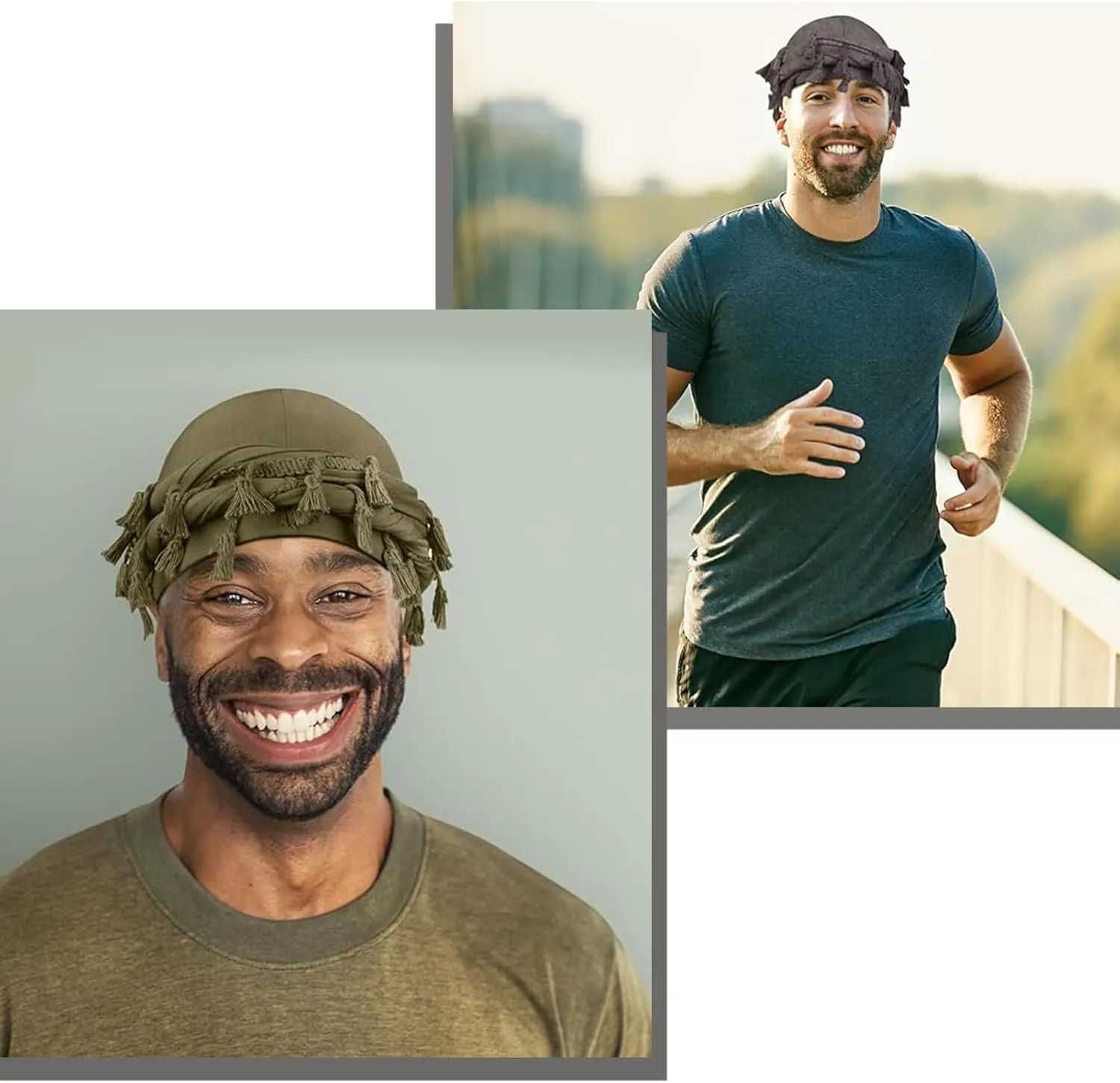 4 Pieces Satin Lined Turban Silky Head Wraps for Men, Halo Turban Mens Turban Head Scarf for Hair