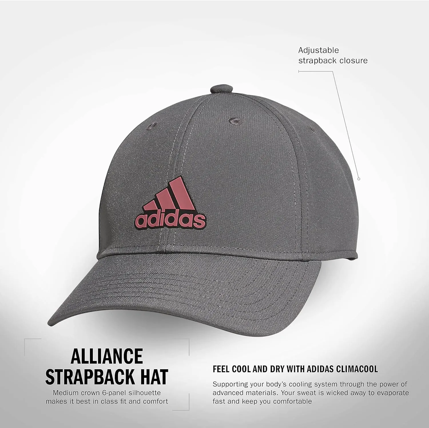 adidas Men's Alliance Medium Crown Structured Adjustable Fit Strapback Hat