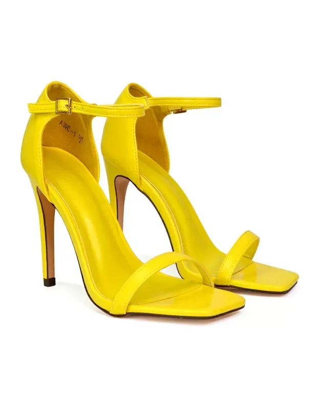 Bambi Square Toe Party Stiletto High Heel Strappy Sandals in White