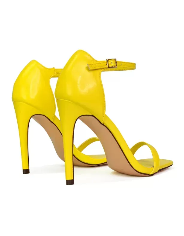 Bambi Square Toe Party Stiletto High Heel Strappy Sandals in White