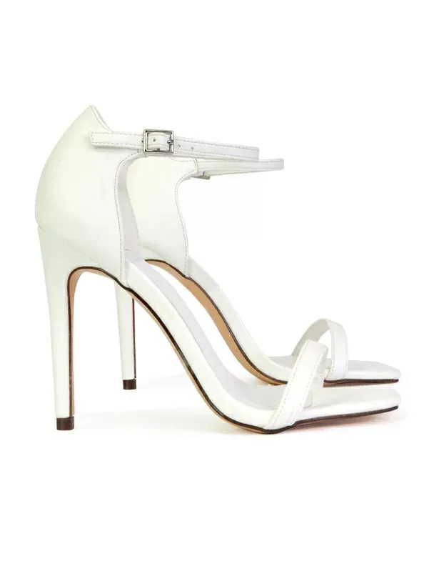 Bambi Square Toe Party Stiletto High Heel Strappy Sandals in White