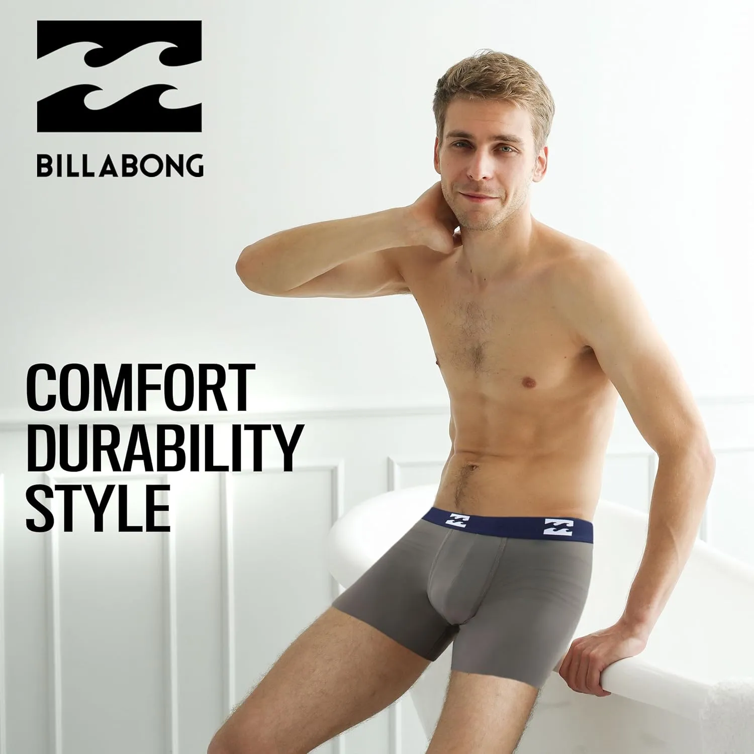 Billabong Mens Boxer Briefs 4 Pack Long Leg Performance Compression Shorts Mens Underwear 7.5?? Inseam