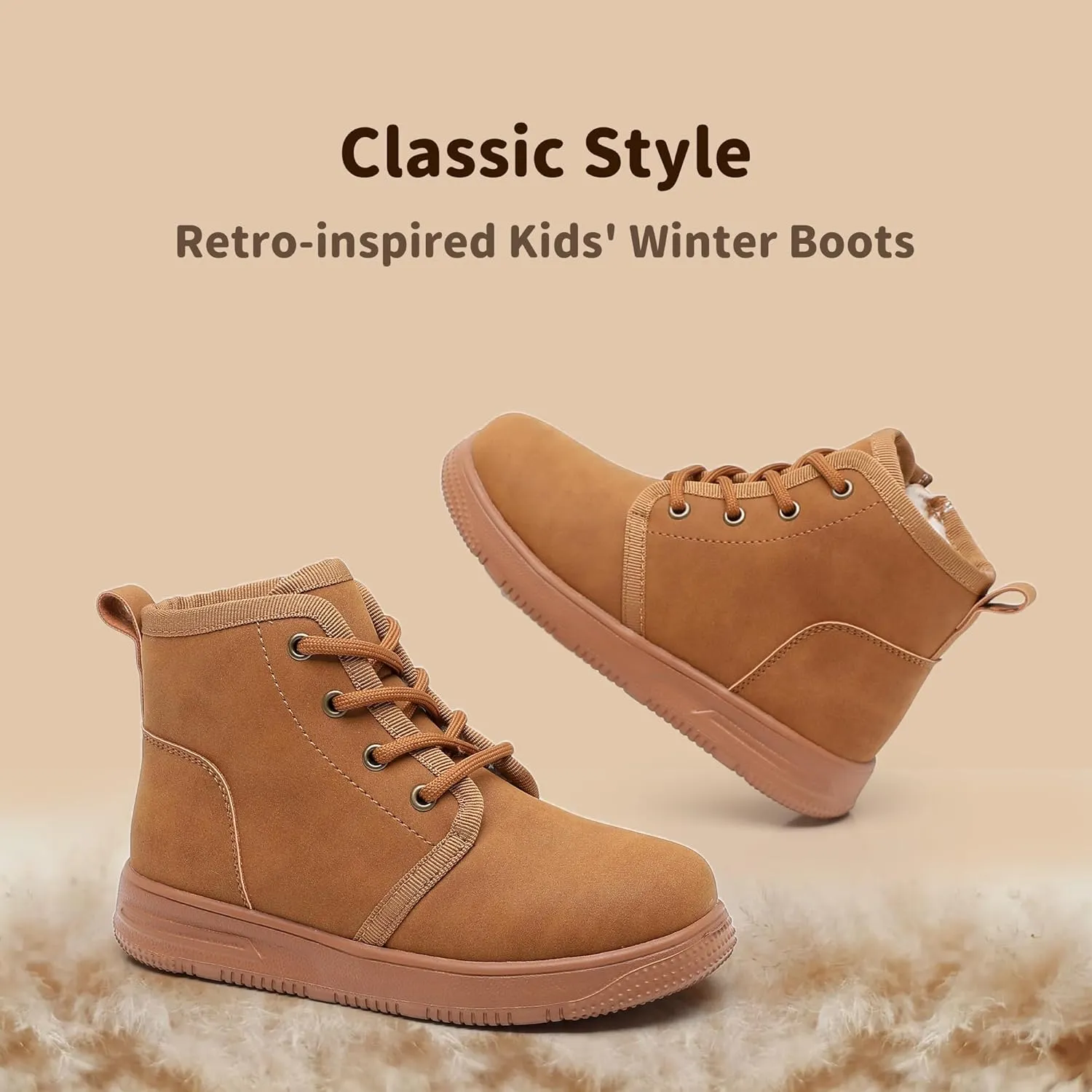 Blikcon Boys Girls Winter Boots Lightweight Warm Hook-And-Loop Walking Ankle Boots (Toddler/Little Kid)