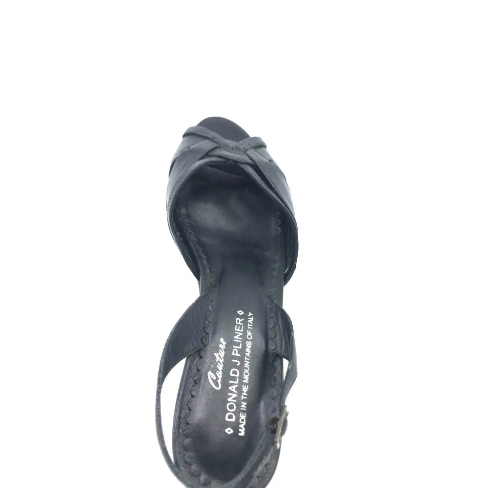 Bomar Black Leather Donald Pliner Sandals