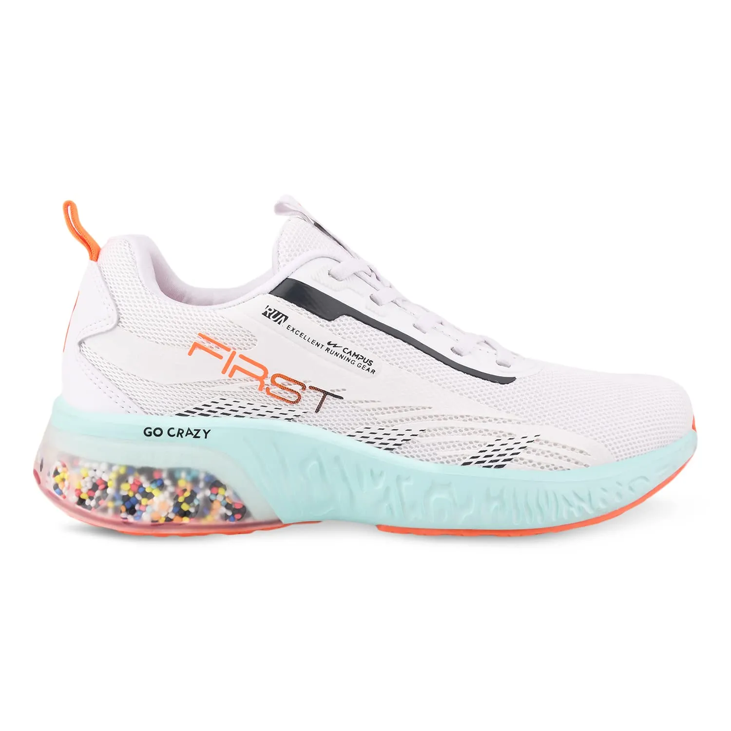 Campus Men's First WHT/SIL/B.ORG Running Shoes -9 UK/India