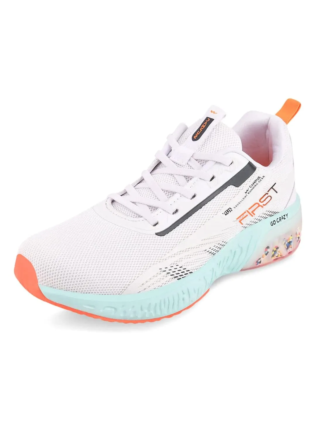 Campus Men's First WHT/SIL/B.ORG Running Shoes -9 UK/India