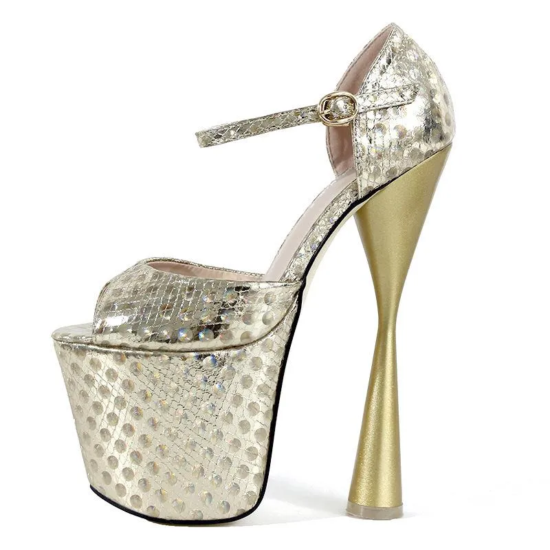 Club Peep Toe PU Platform Buckle High Heels