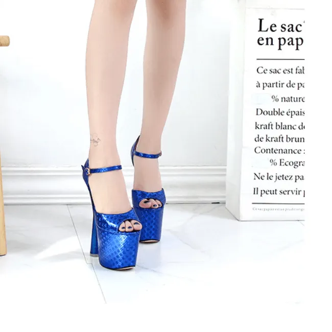 Club Peep Toe PU Platform Buckle High Heels