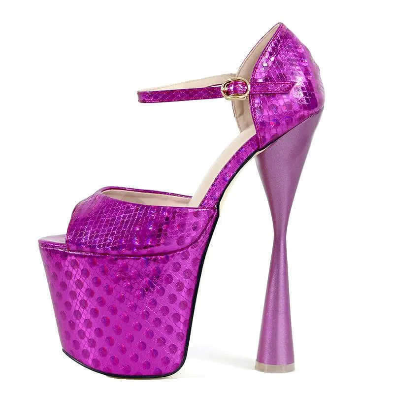 Club Peep Toe PU Platform Buckle High Heels