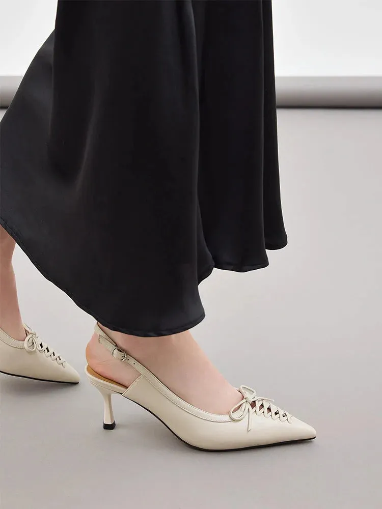 Delilah Laced Pointed Toe Slingback Heels