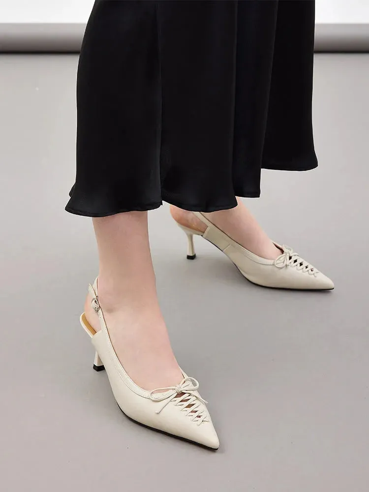 Delilah Laced Pointed Toe Slingback Heels
