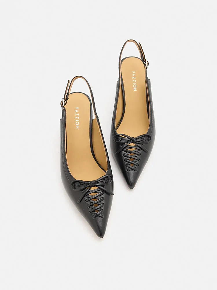 Delilah Laced Pointed Toe Slingback Heels