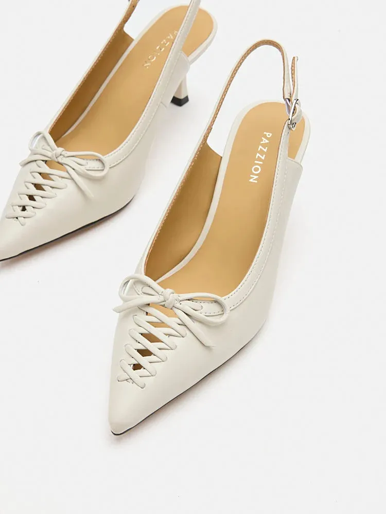 Delilah Laced Pointed Toe Slingback Heels