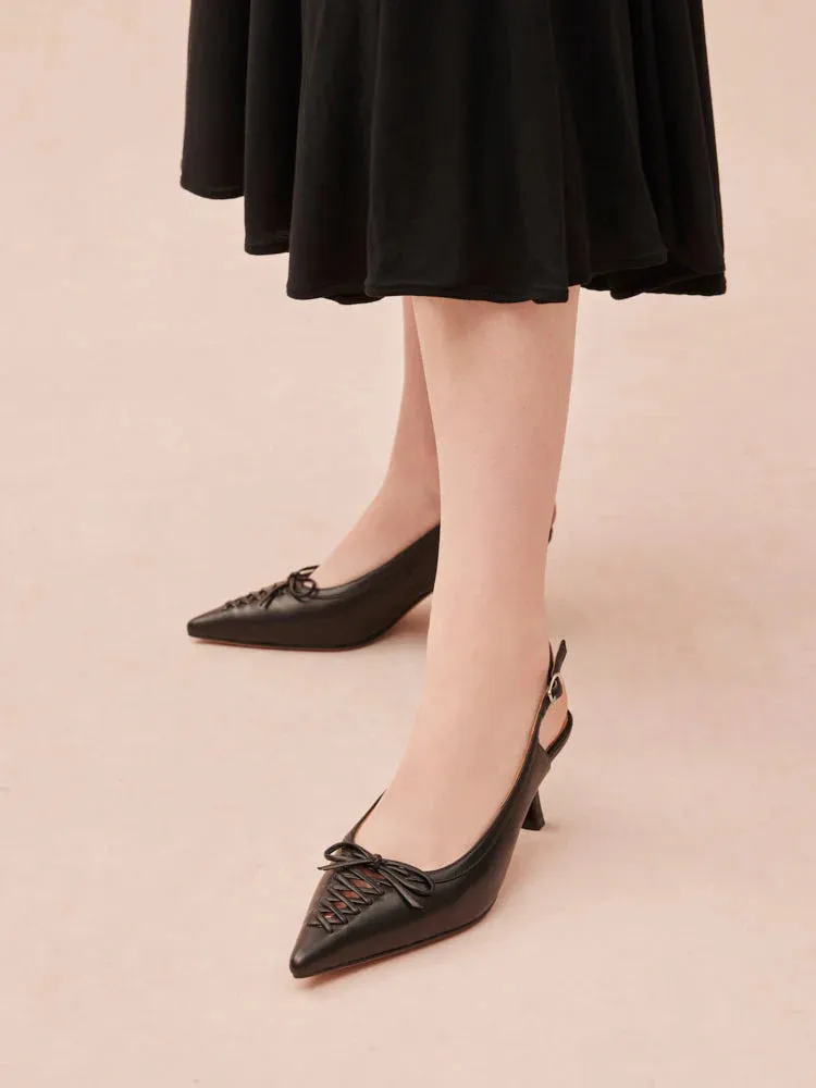 Delilah Laced Pointed Toe Slingback Heels