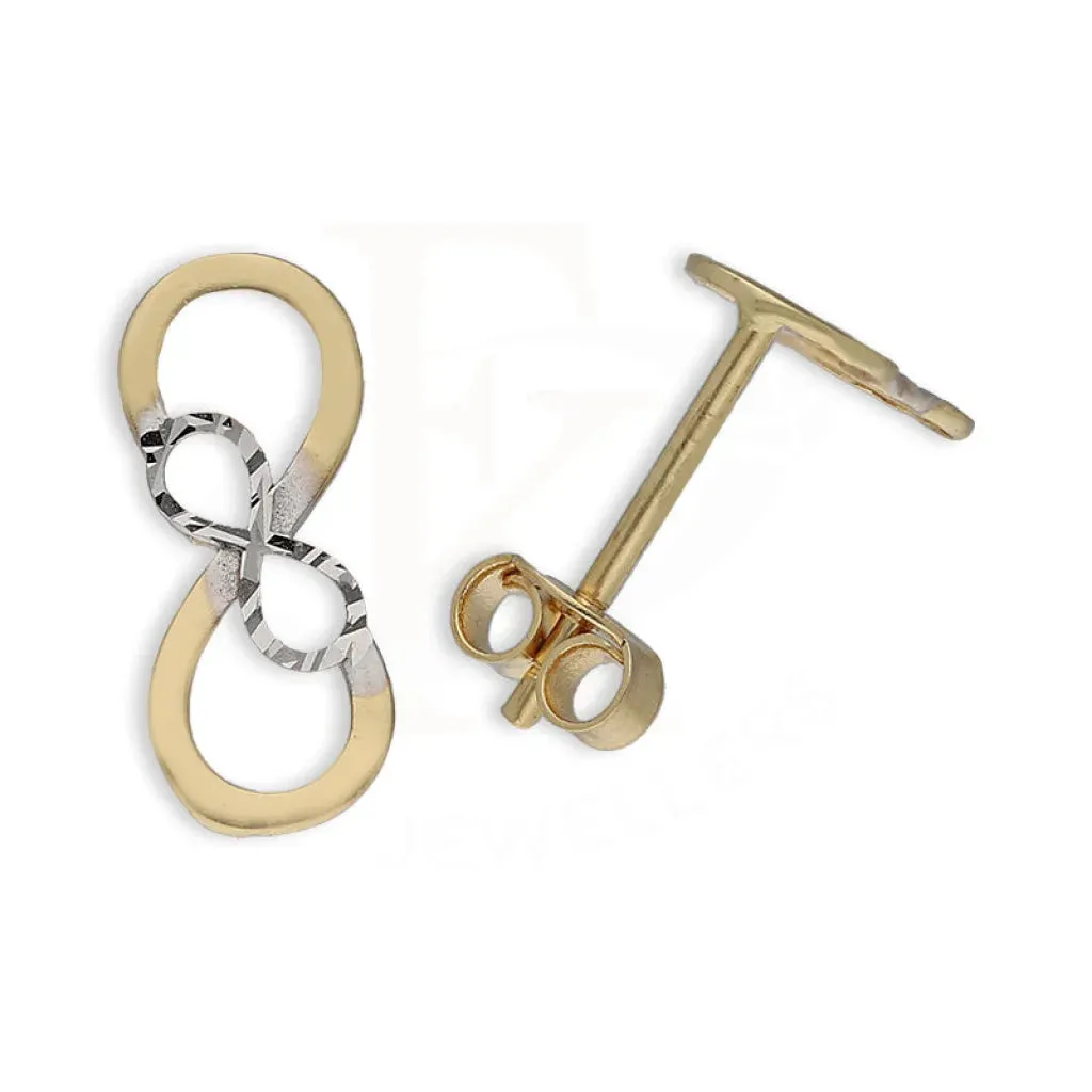 Dual Tone Gold Infinity Stud Earrings 18KT - FKJERN18K5535
