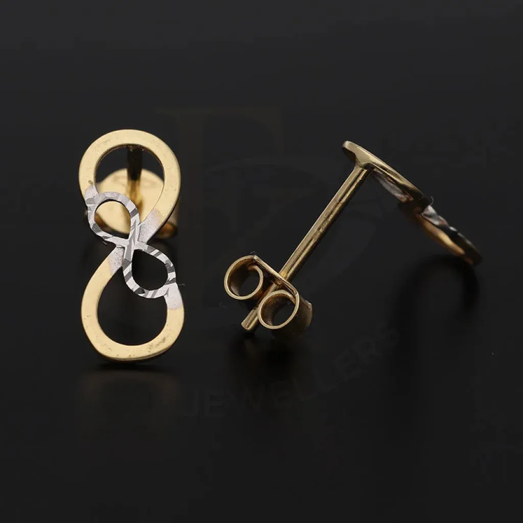 Dual Tone Gold Infinity Stud Earrings 18KT - FKJERN18K5535