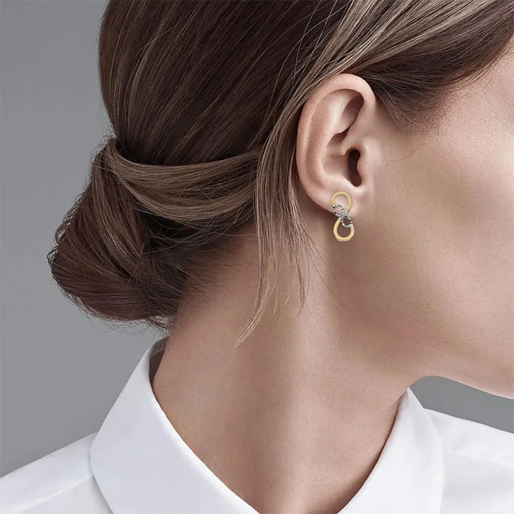 Dual Tone Gold Infinity Stud Earrings 18KT - FKJERN18K5535