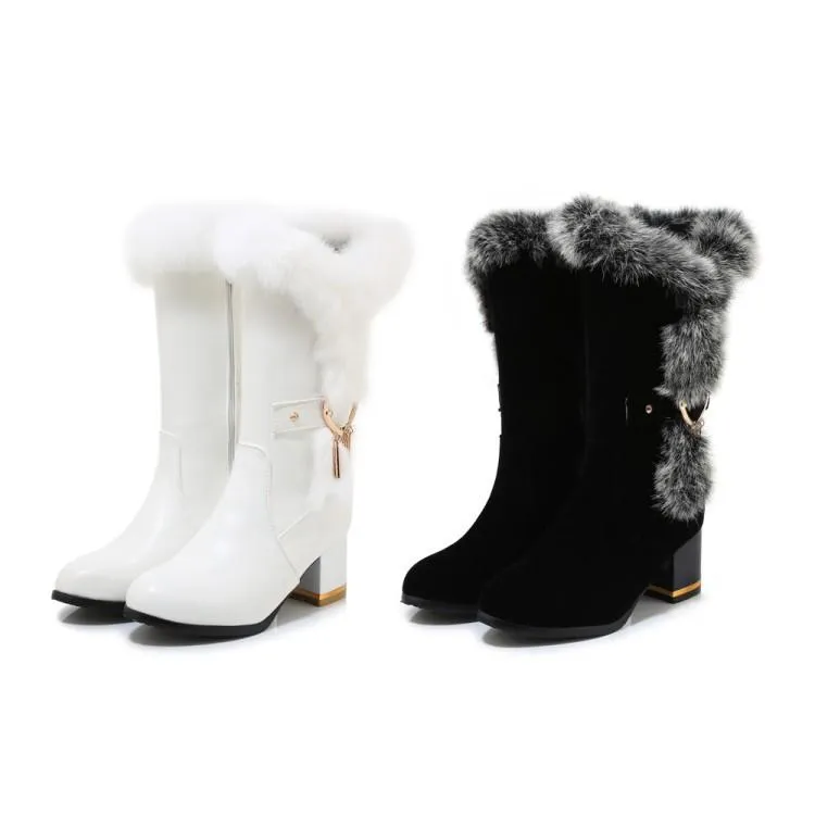 Fashion Chunky Heel Suede Pure color Pointed Toe High Heels