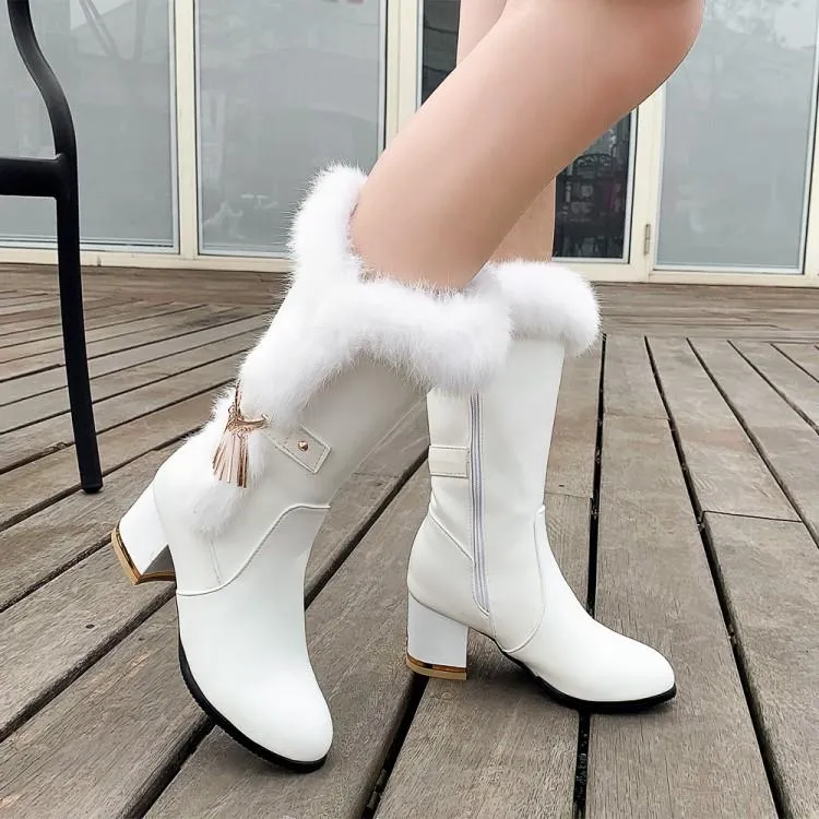 Fashion Chunky Heel Suede Pure color Pointed Toe High Heels