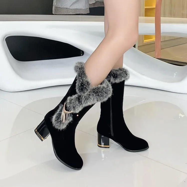 Fashion Chunky Heel Suede Pure color Pointed Toe High Heels