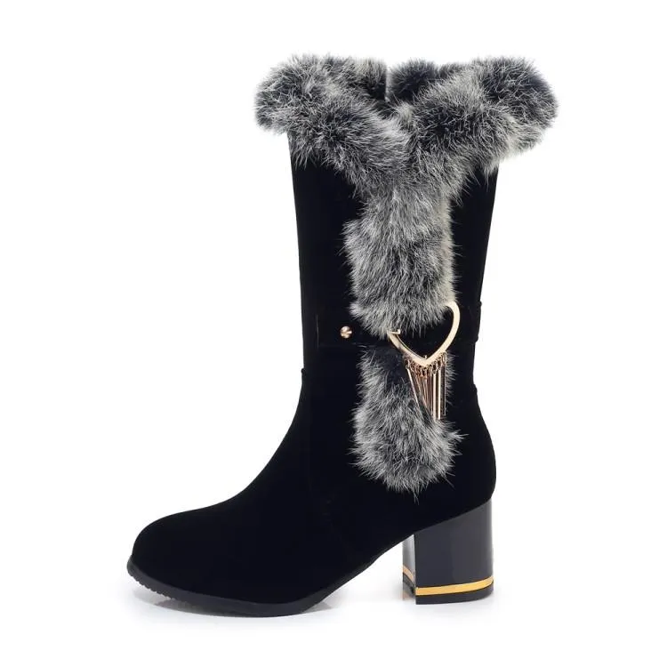 Fashion Chunky Heel Suede Pure color Pointed Toe High Heels