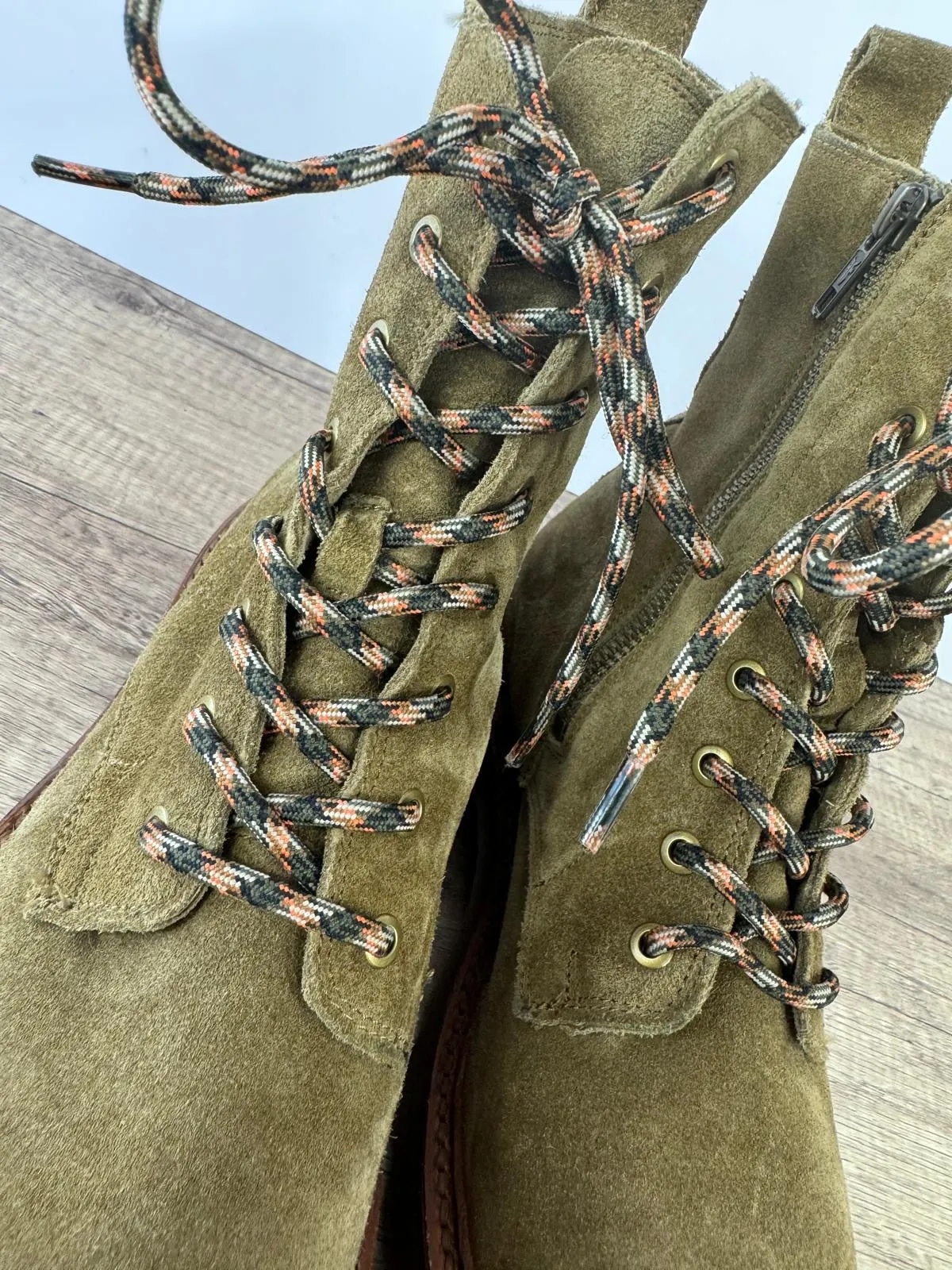 FRYE JULIE SUEDE LACE-UP COMBAT BOOTS