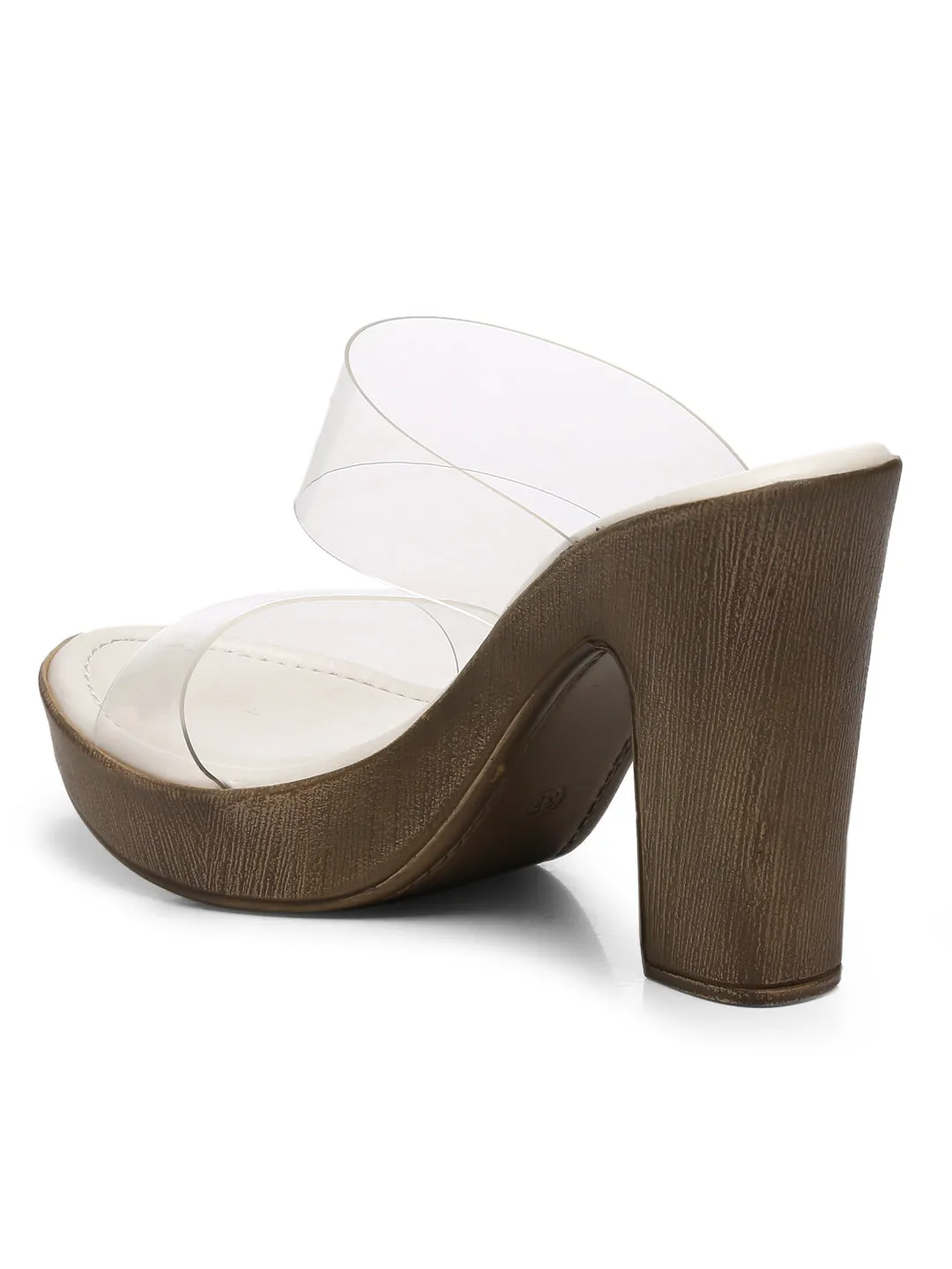Gnist White High Heels Transparent Platforms Heels