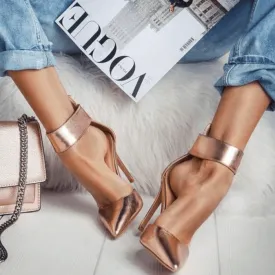 Gold Beit Point Toe Pointed Toe High Heels
