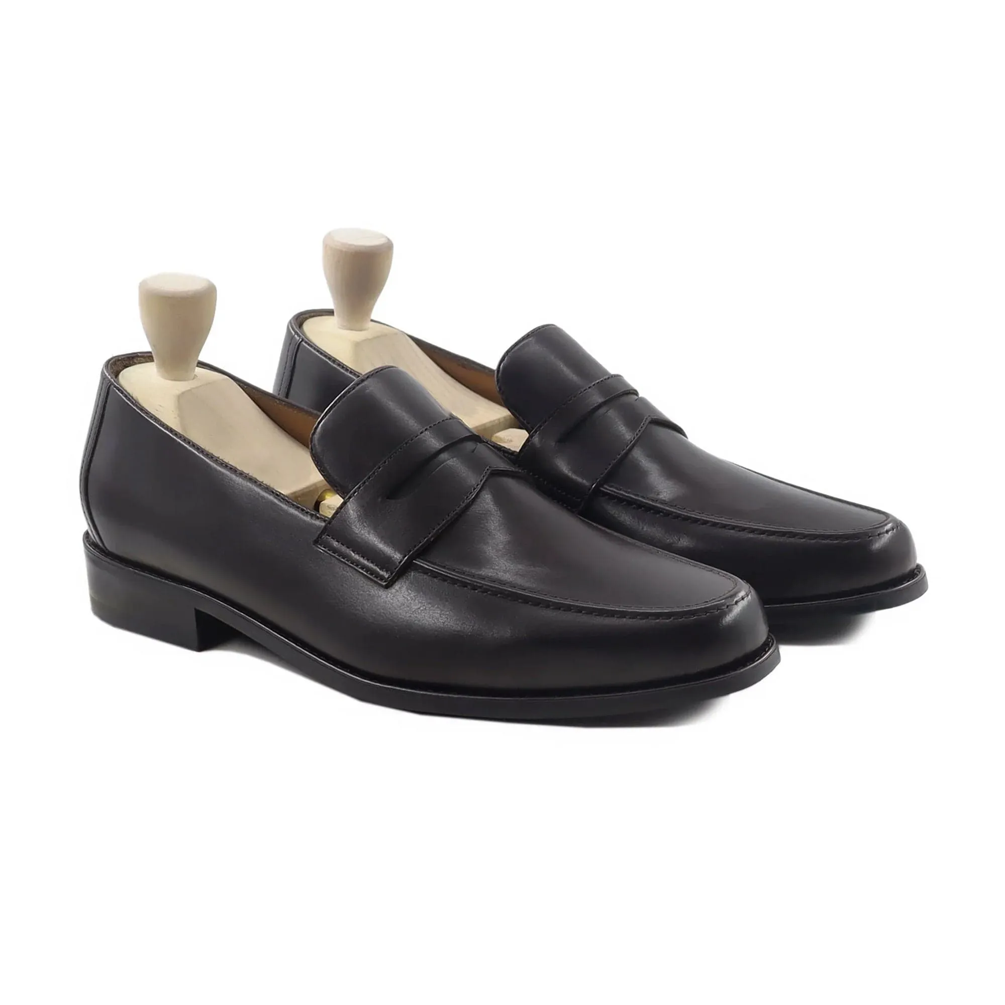 Handmade Custom Dark Brown Calf Leather Mens Loafers