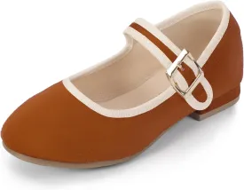 Hehainom Girls Dress Shoes Low Heels Mary Jane Little Big Kids School Wedding Party Shoes Ballerina Girls Flats