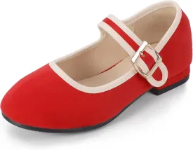 Hehainom Girls Dress Shoes Low Heels Mary Jane Little Big Kids School Wedding Party Shoes Ballerina Girls Flats