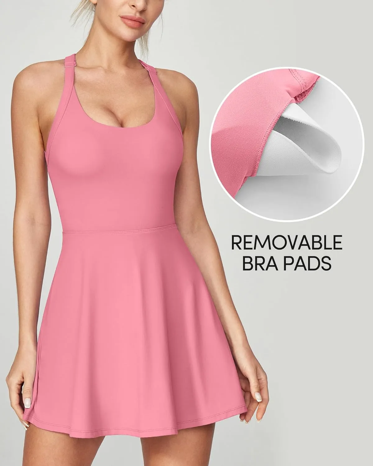 IUGA Womens Tennis Dress with Built in Shorts & Bra Athletic Dress for Women Cut Out Twisted Golf Workout Dress with Pockets