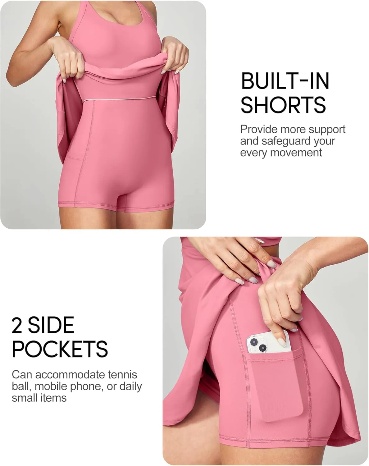 IUGA Womens Tennis Dress with Built in Shorts & Bra Athletic Dress for Women Cut Out Twisted Golf Workout Dress with Pockets