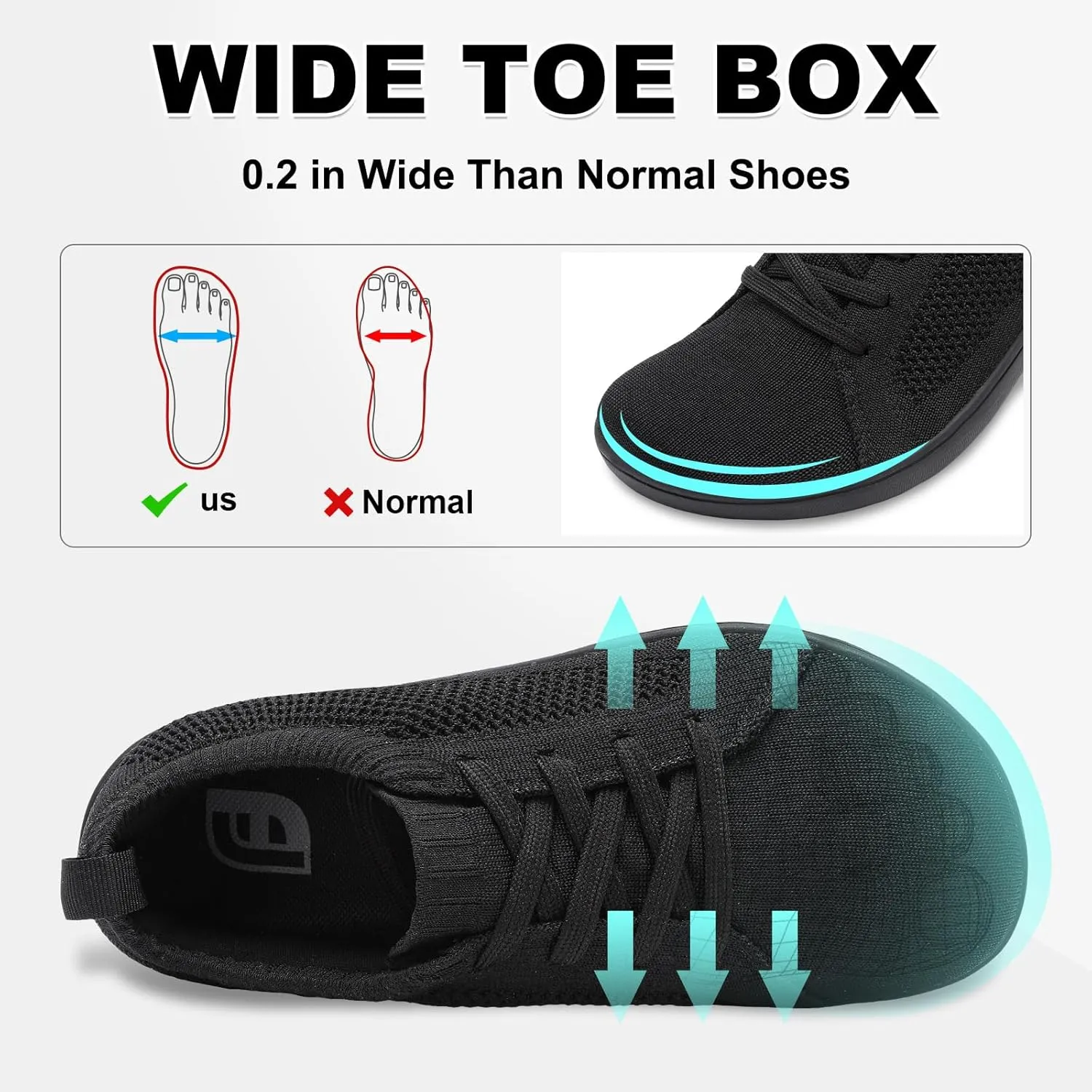JOINFREE Women's Minimalist Walking Shoes Wide Toe Barefoot Shoes Zero Drop Casual Sneakers Breathable Slip On Tennis Shoes