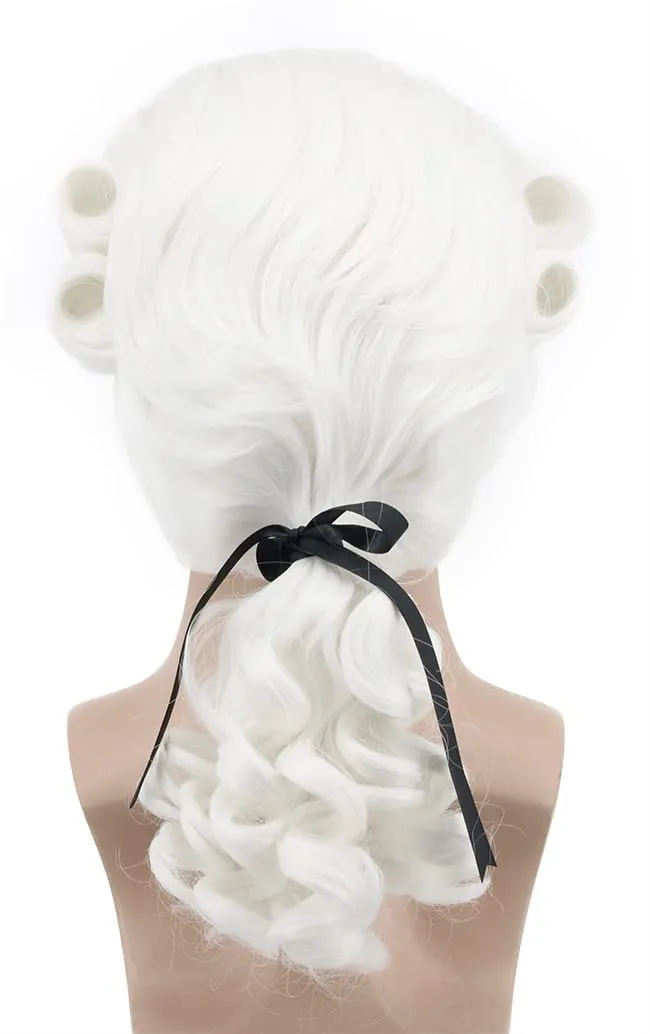karlery Judge Colonial Wig Man Long Wave White Washington Wig for Halloween Costume Cosplay Party