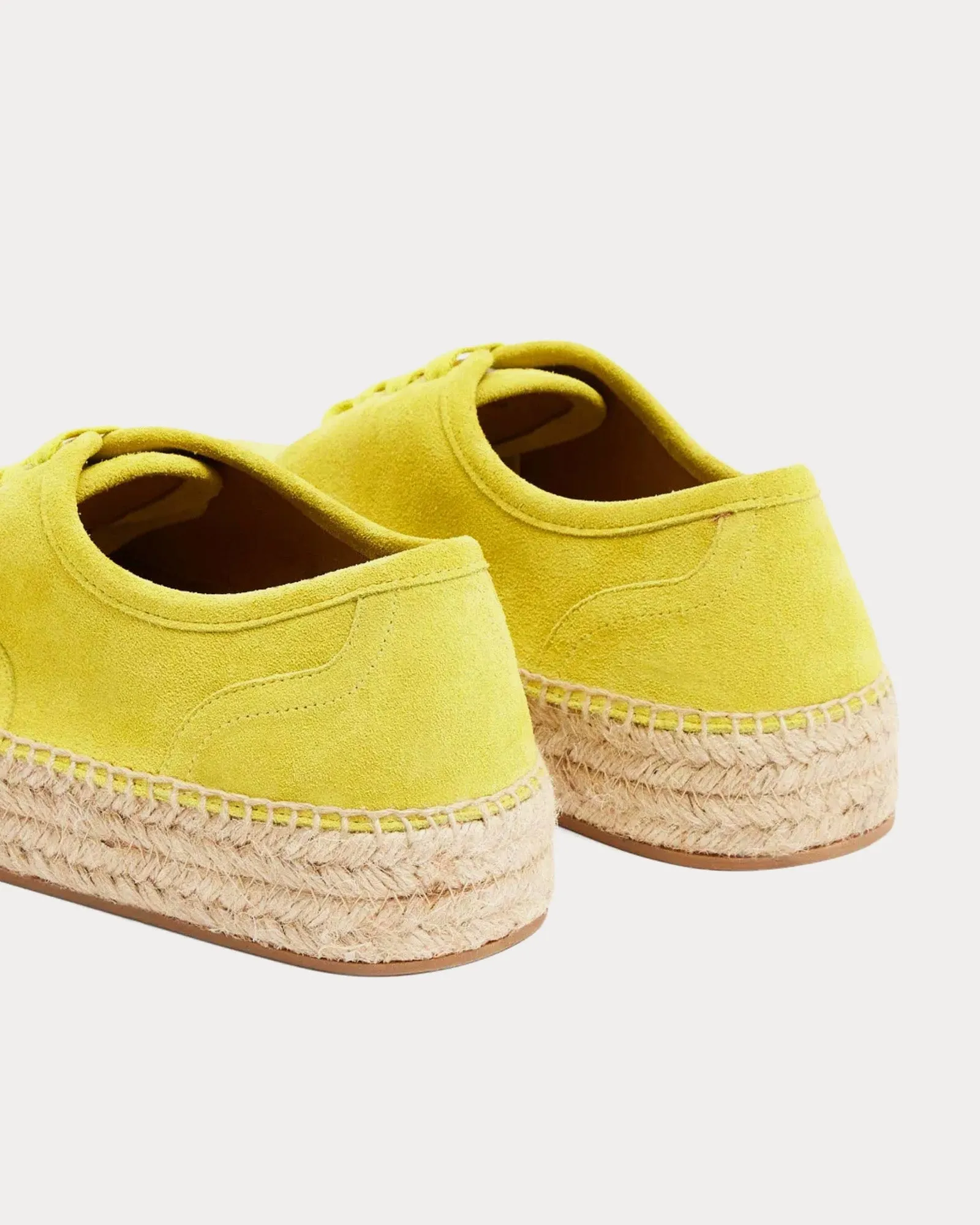 Lace-Front Platform Espadrilles Suede Lime Low Top Sneakers
