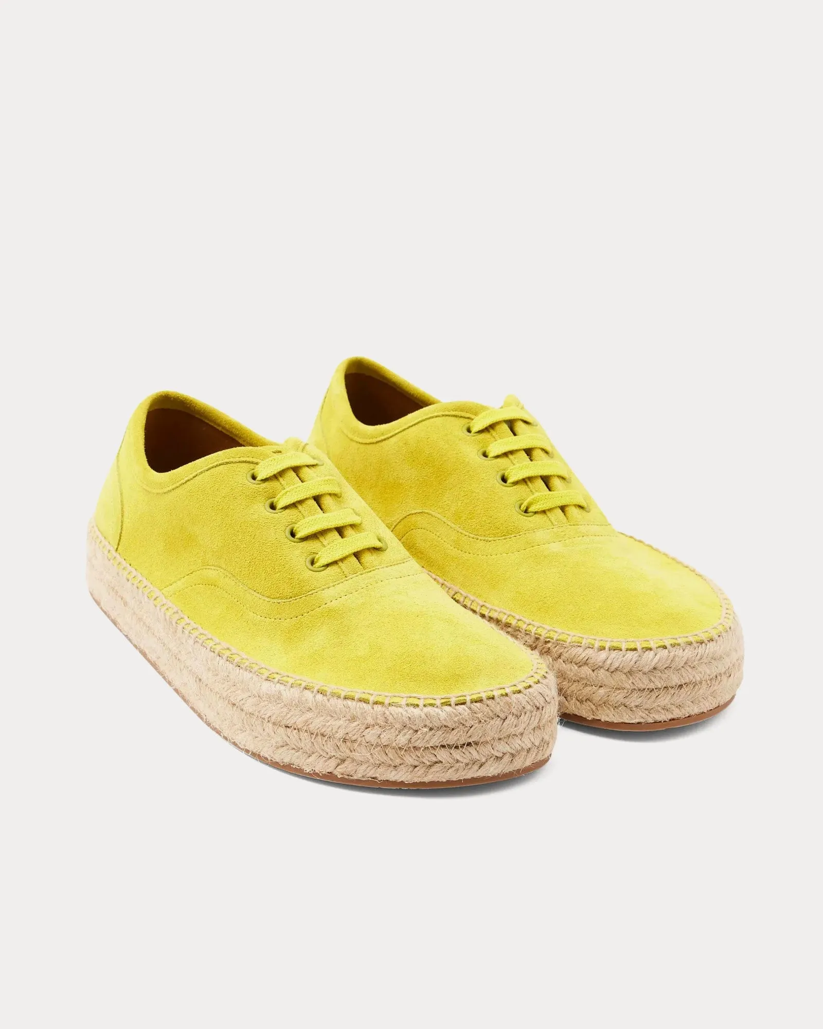Lace-Front Platform Espadrilles Suede Lime Low Top Sneakers
