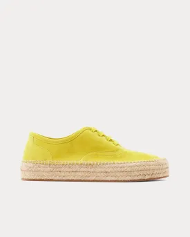 Lace-Front Platform Espadrilles Suede Lime Low Top Sneakers