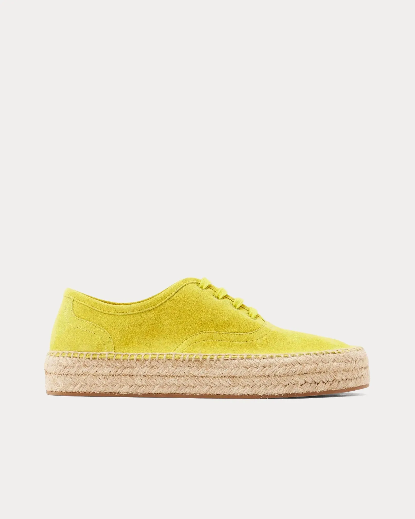 Lace-Front Platform Espadrilles Suede Lime Low Top Sneakers