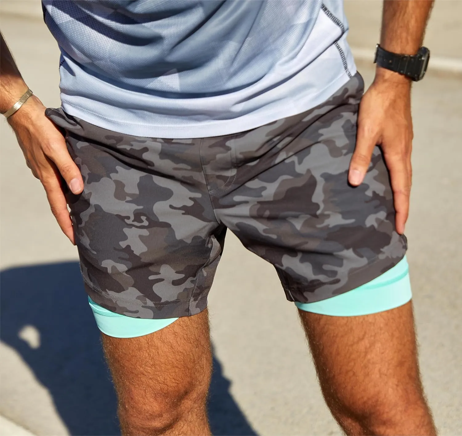 maamgic Mens 5" Gym Running Shorts for Men 2 in 1 Quick Dry Workout Athletic Shorts