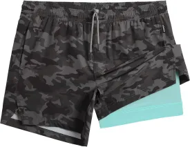 maamgic Mens 5" Gym Running Shorts for Men 2 in 1 Quick Dry Workout Athletic Shorts