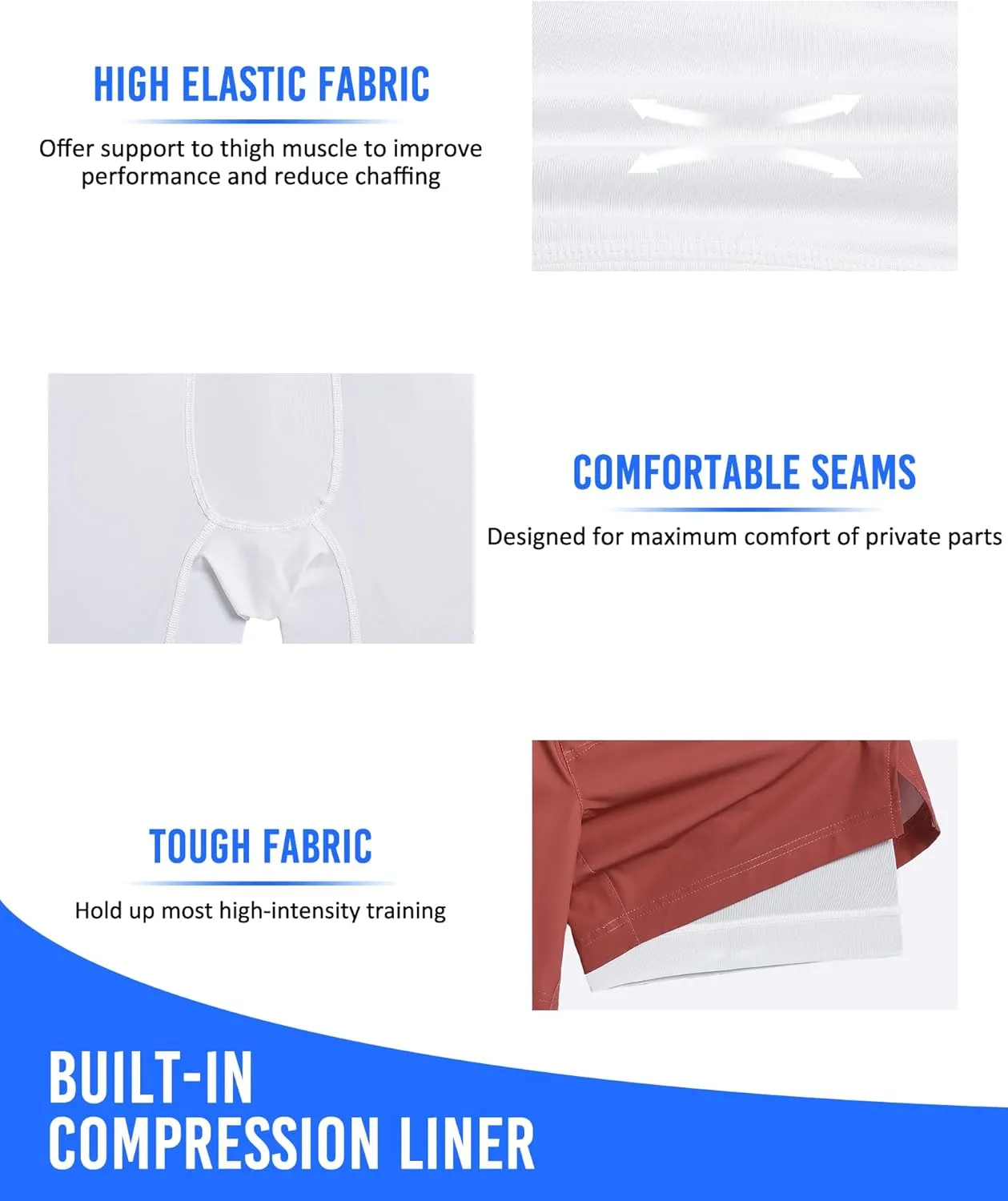 maamgic Mens 5" Gym Running Shorts for Men 2 in 1 Quick Dry Workout Athletic Shorts