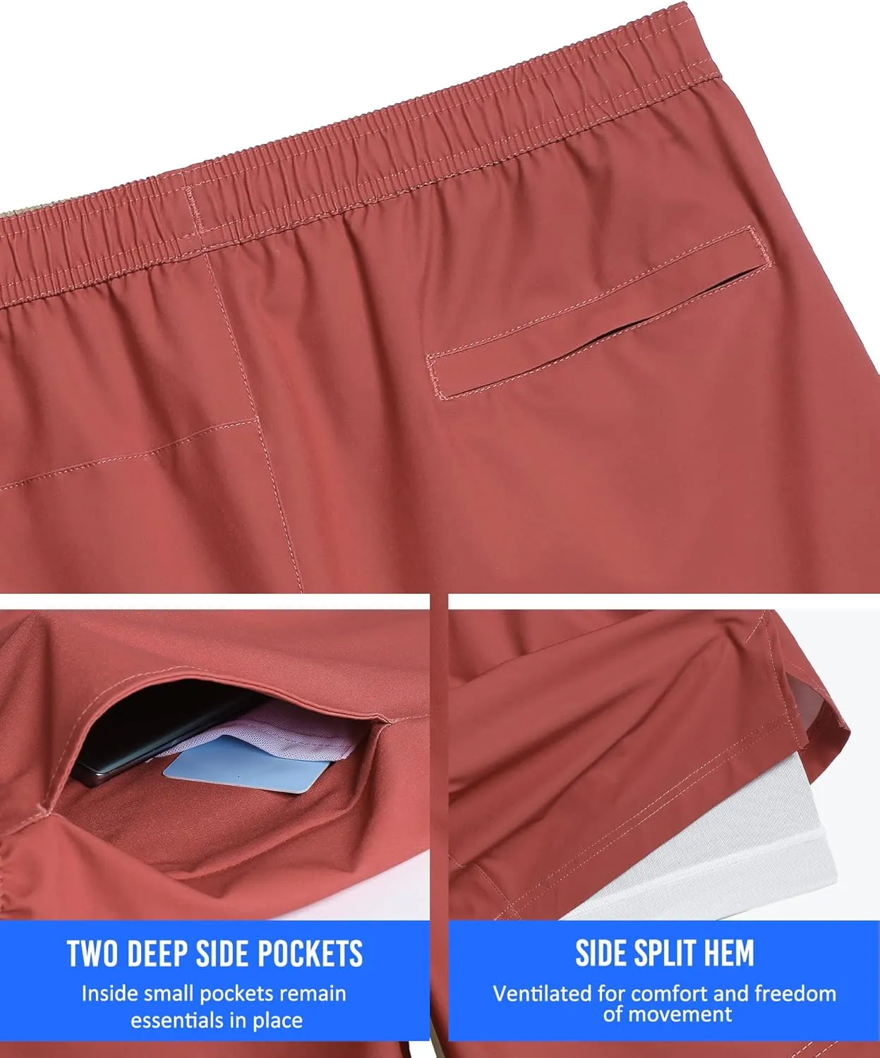 maamgic Mens 5" Gym Running Shorts for Men 2 in 1 Quick Dry Workout Athletic Shorts