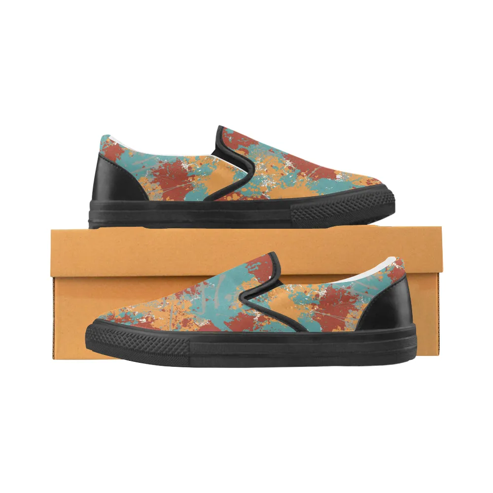 Men's Big Size Acrylic Paint Splatter Print Canvas Slip-on Shoes