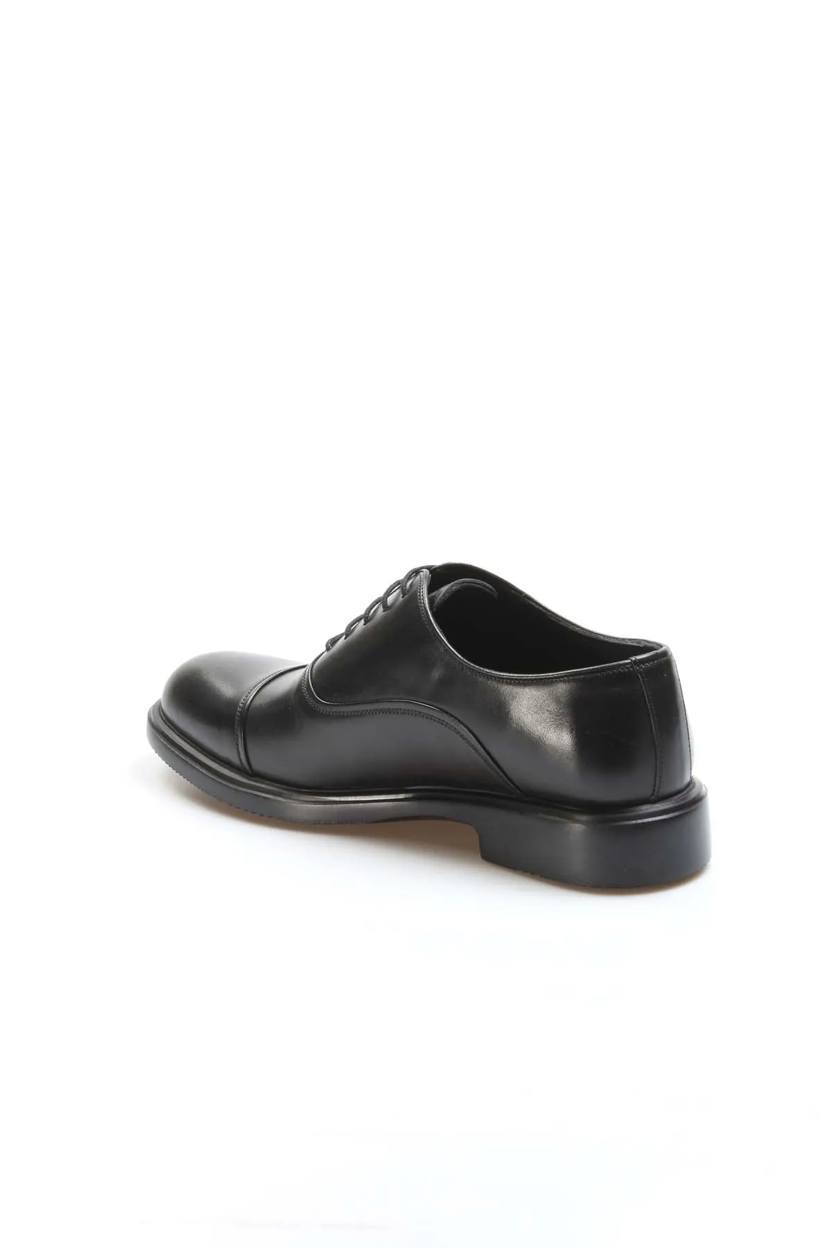 Men's Black Leather Cap-Toe Oxford Dress Shoes - Wessi