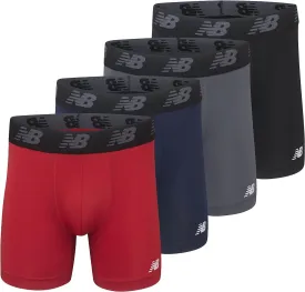New Balance Men's Mesh Jersey Performance Wicking No Fly Boxer Briefs Underwear (4 Pack)