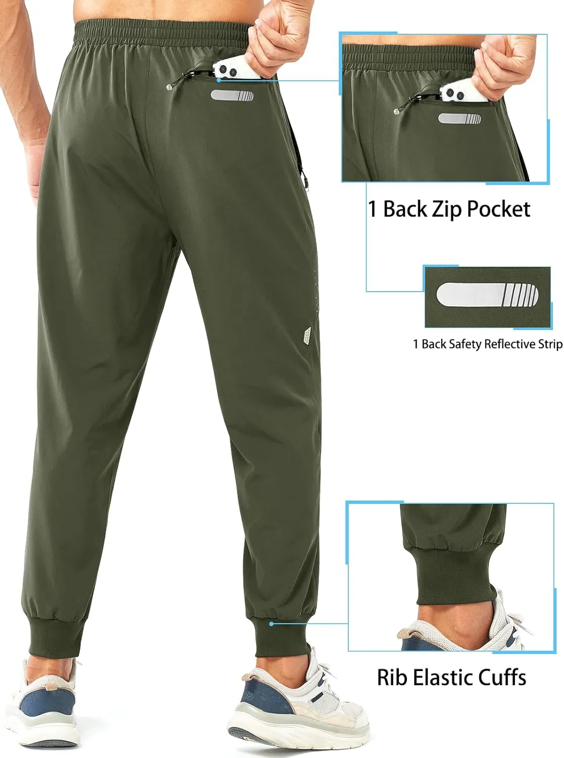 NORTHYARD Men's Athletic Running Pants Lightweight Workout Joggers Quick Dry Gym Sweatpants Active Sports Track Training