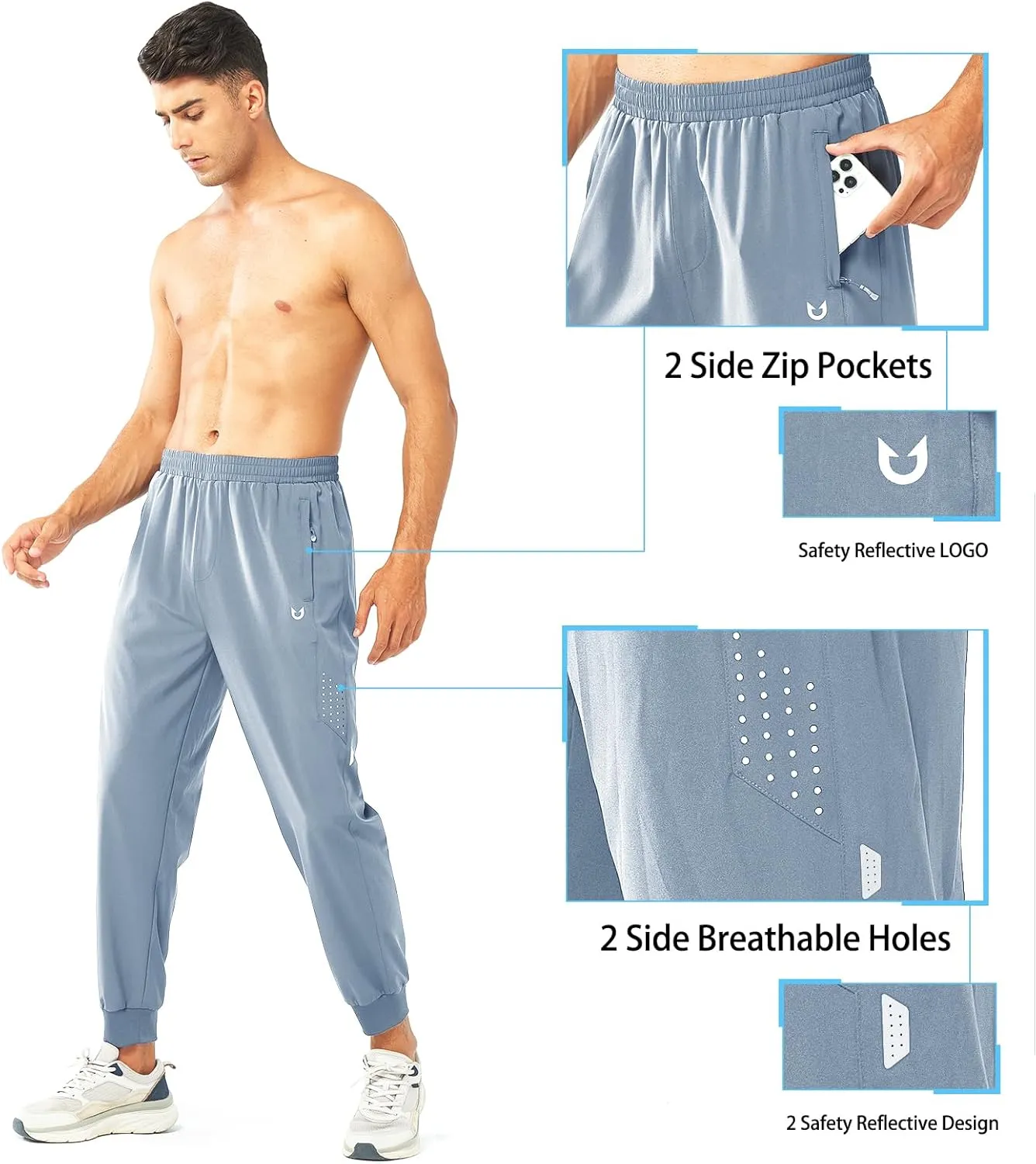 NORTHYARD Men's Athletic Running Pants Lightweight Workout Joggers Quick Dry Gym Sweatpants Active Sports Track Training