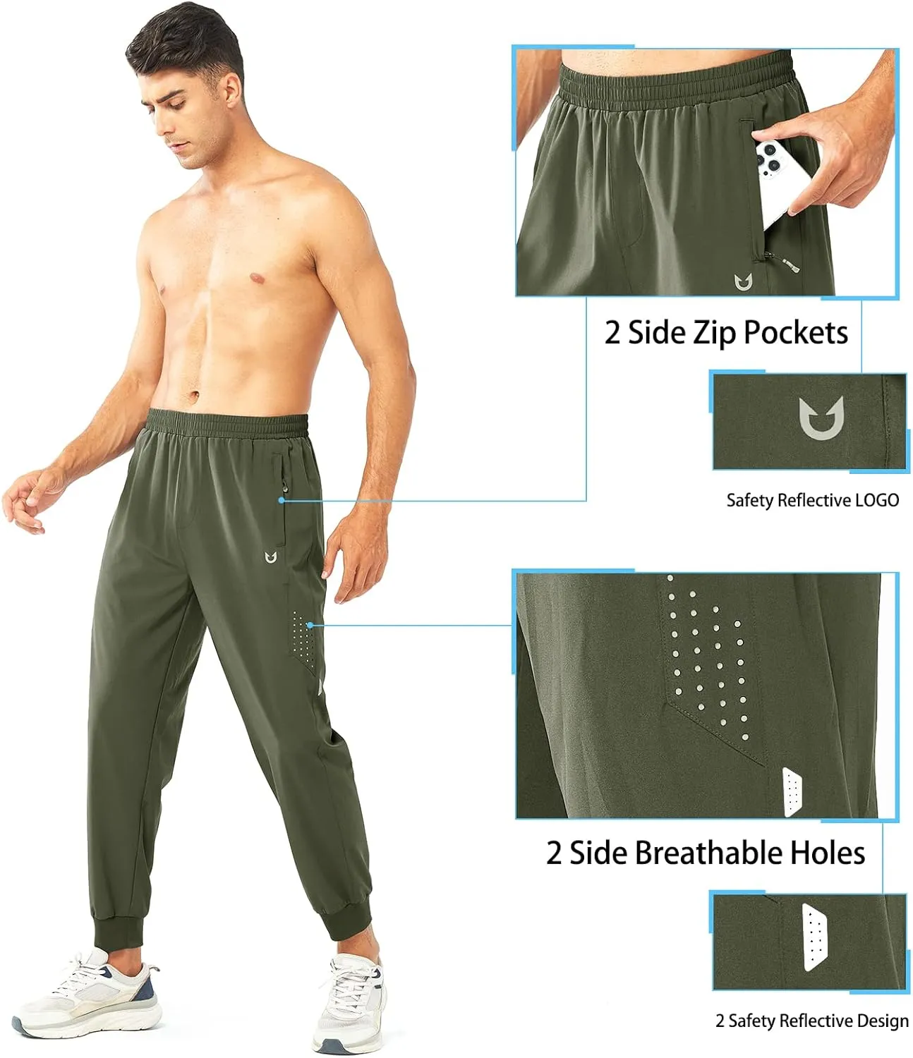 NORTHYARD Men's Athletic Running Pants Lightweight Workout Joggers Quick Dry Gym Sweatpants Active Sports Track Training
